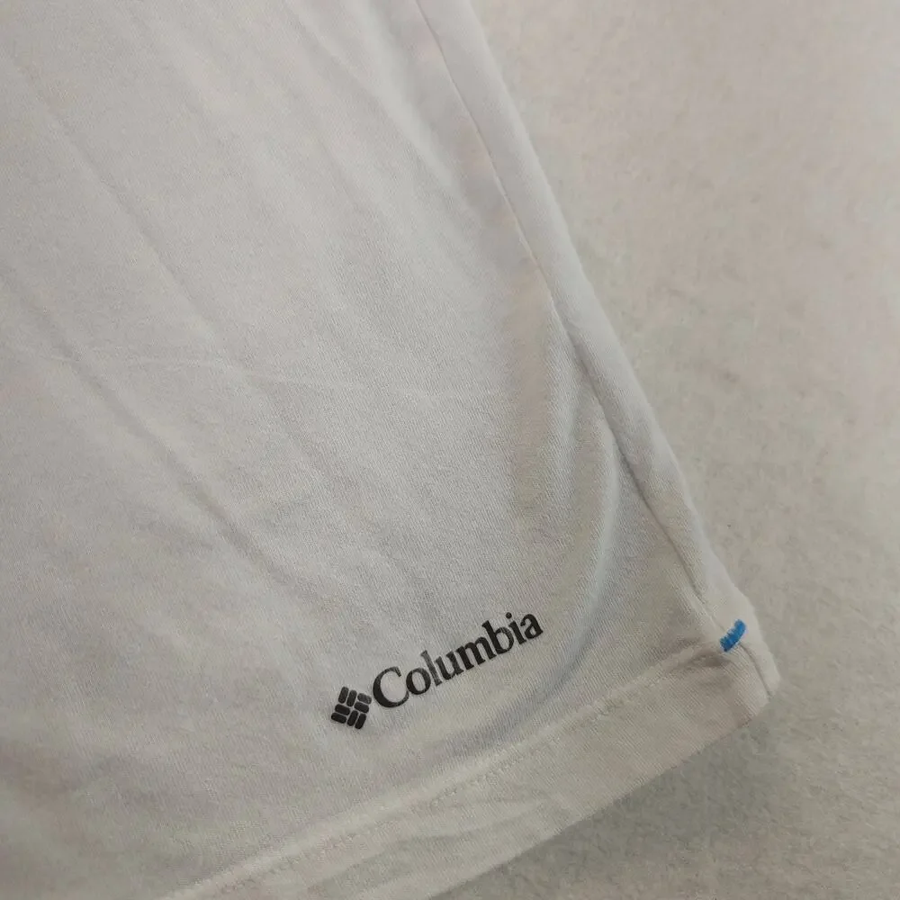 Columbia Casual Short Sleeve Crew Neck Graphic T Shirt Mens Size M Blue